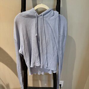 Brandy Melville John Galt Purple-Blue Waffle-Knit Hoodie